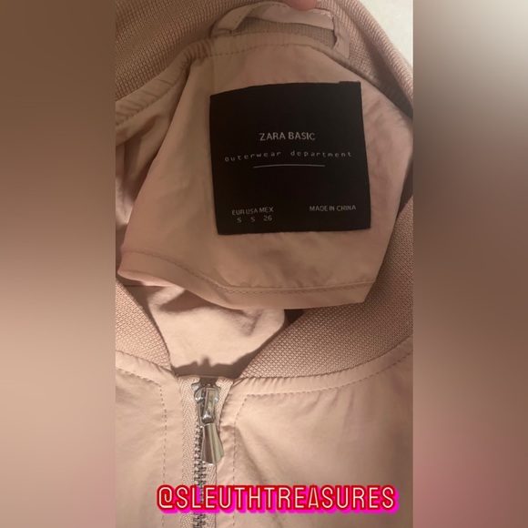 Zara Womens Light Solid Pink Long Sleeve Wind Breaker Jacket Size S Full Zip - Picture 8 of 8
